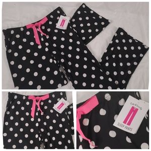 New Womens Med Cute&Comfy Polka Dot Pajama Pants